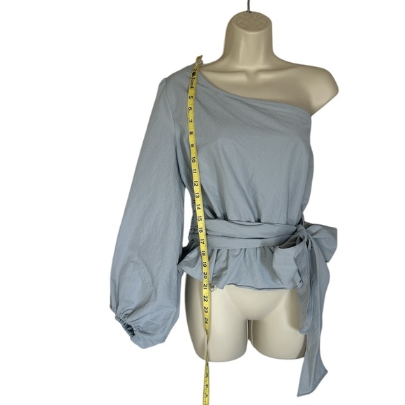 Vici One-Shoulder Blue Top with Tie Belt - Picture 6 of 7